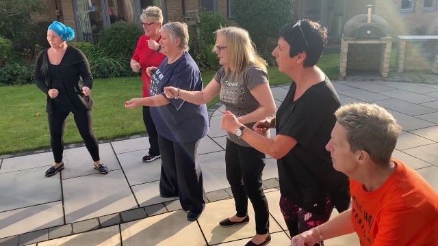 'St Oswald\'s ladies exercise group perform Haka'