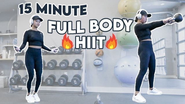 '15 MINUTE AT HOME HIIT WORKOUT | Kettlebell & Jump Rope'