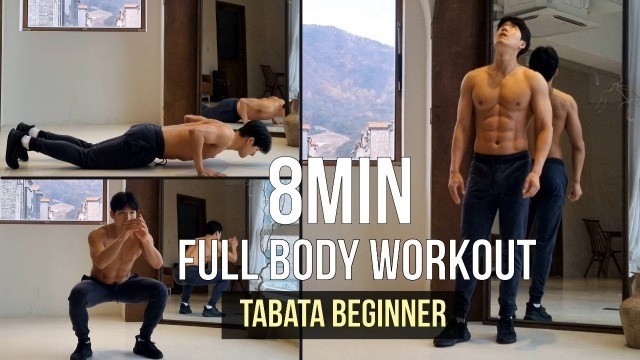 'Full Body Workout at Home Beginners 8MIN TABATA (lose belly fat) 타바타 운동 8분 홈트레이닝 (초급자)'