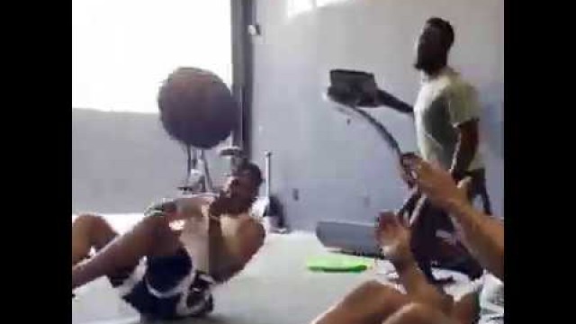 'Kevin hart trying to distract Russ during thier workout'