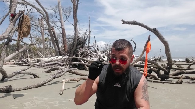 'Beach workout with my new under sun fitness bands.'