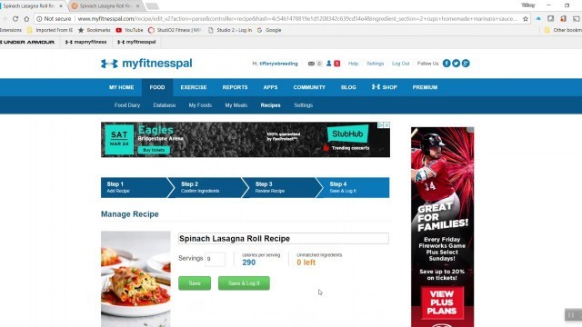 'Creating a Recipe in MyFitness Pal'