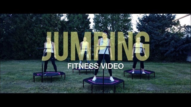 'Trampoline jumping fitness routine video'