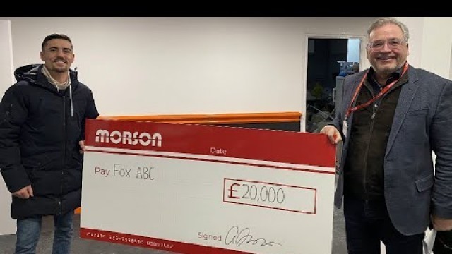 'Morson presents cheque to Anthony Crolla\'s new Fox ABC gym!'